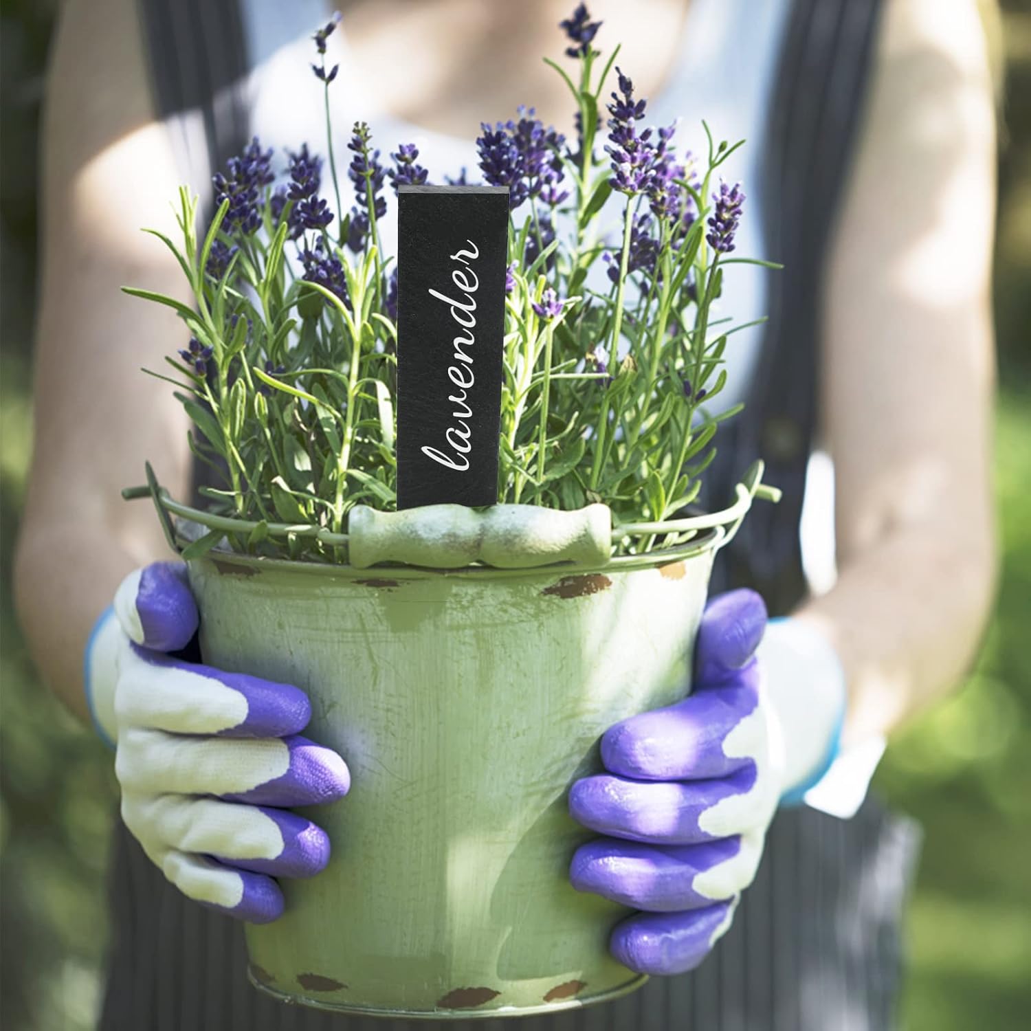 Thumbnail 4 de KINGLAKE Pflanzenschilder aus Schiefer, 20er-Set (20 × 3 cm) zum Beschriften mit Kreide