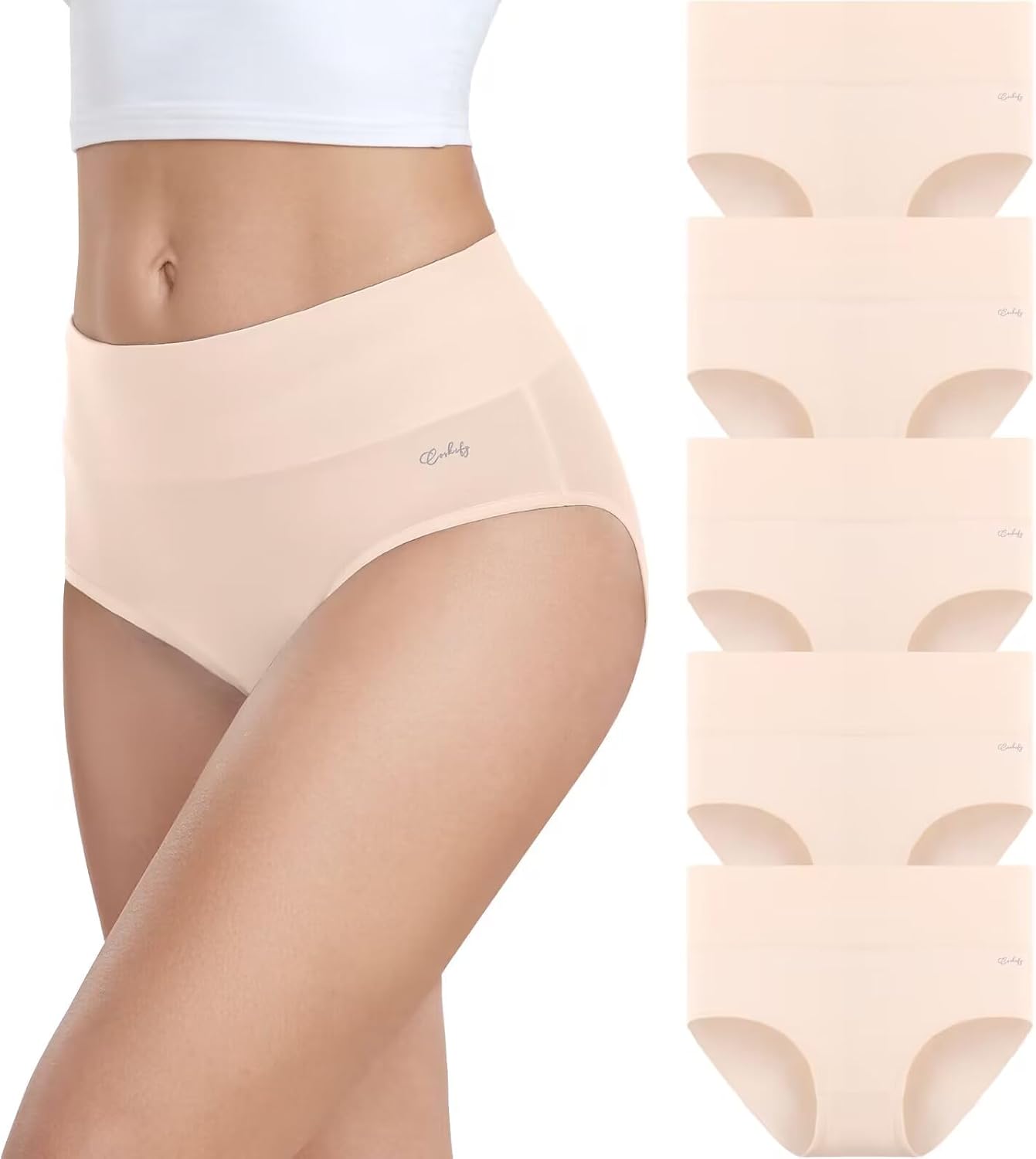 Detalle de Coskefy high waisted cotton knickers 5 pack