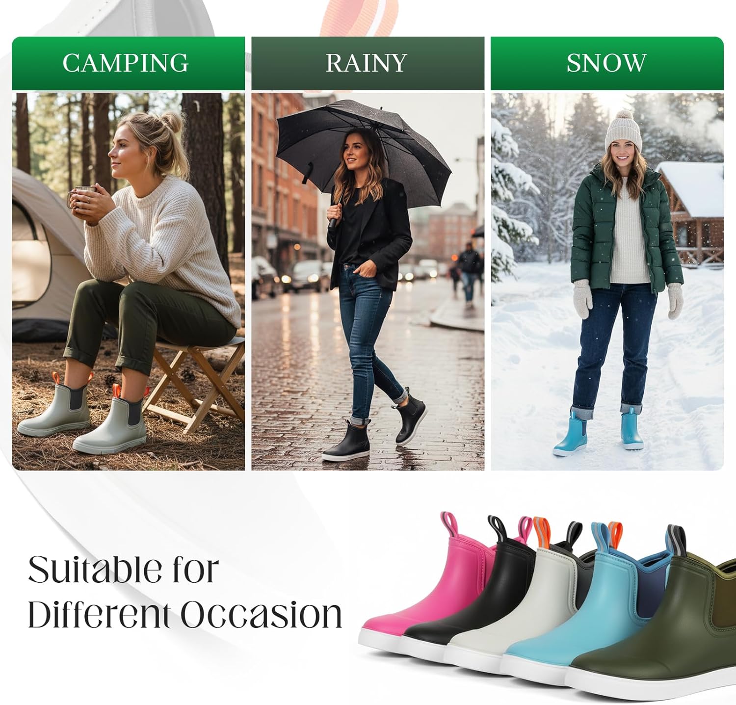 Thumbnail 5 de ZCVQX Women's Deck Boots Waterproof Ankle Rain Boots