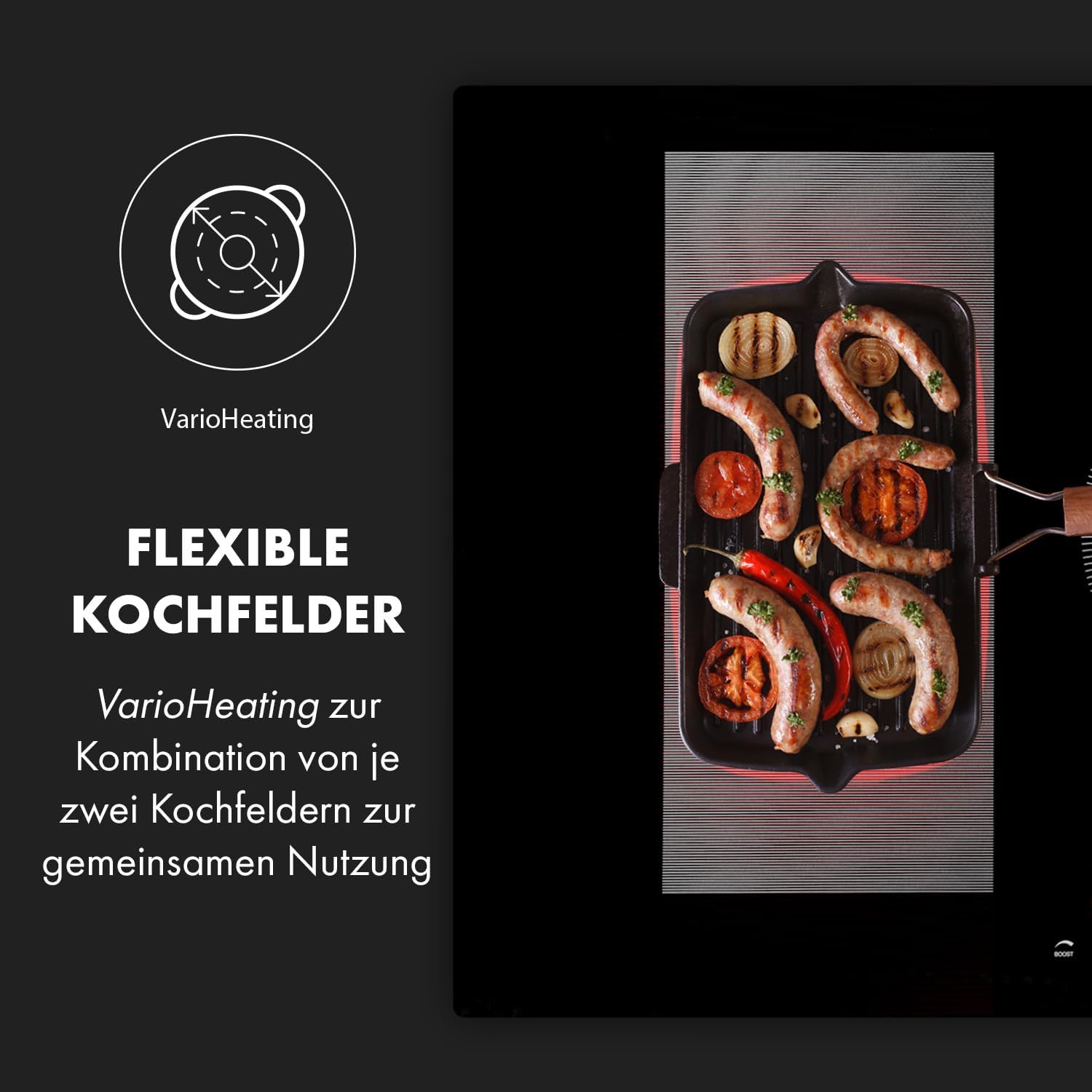 Detalle de Klarstein Delicatessa 90 Hybrid inductiekookplaat, 5 zones en flexzone