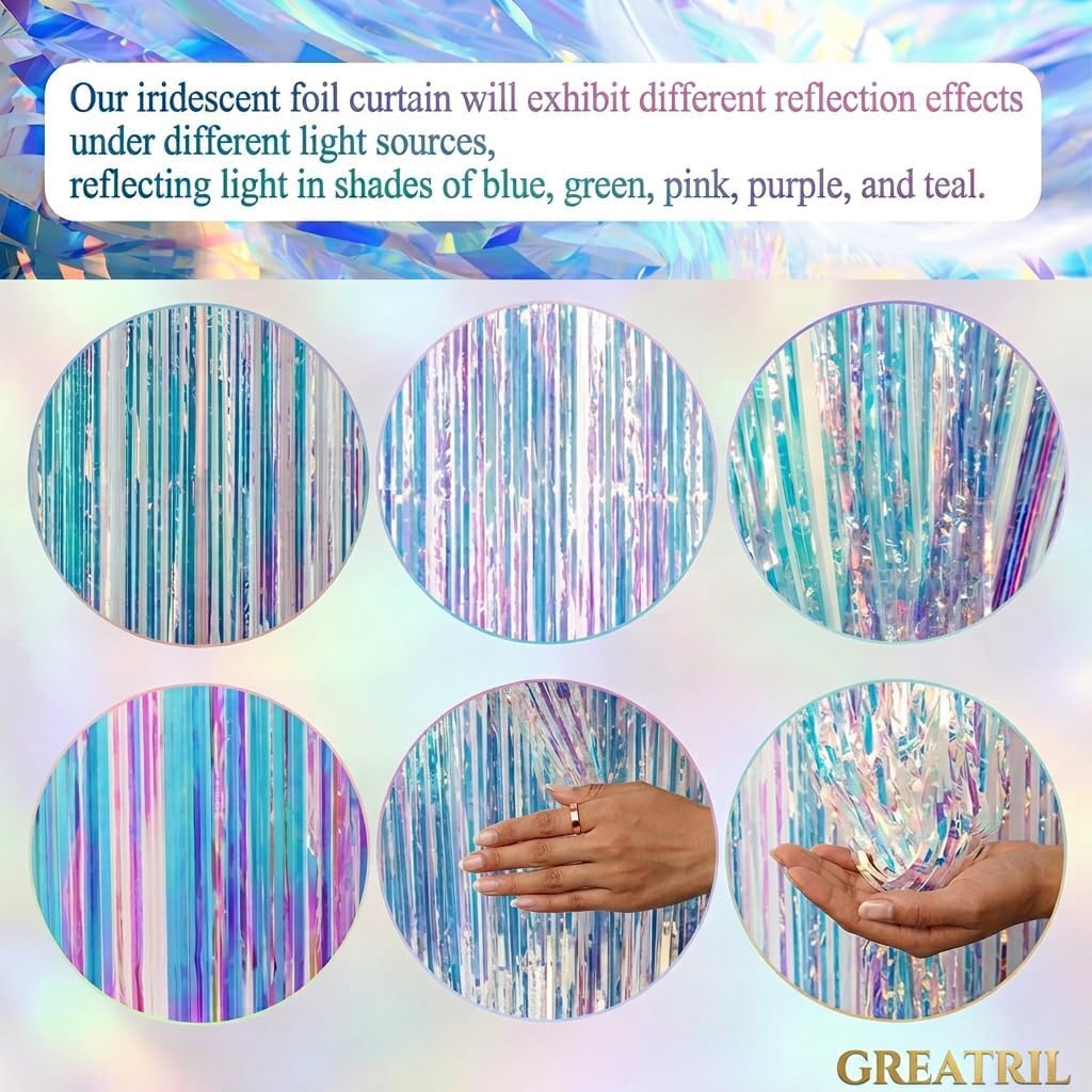 Detalle de Iridescent Foil Fringe Curtain, 97cm x 198cm