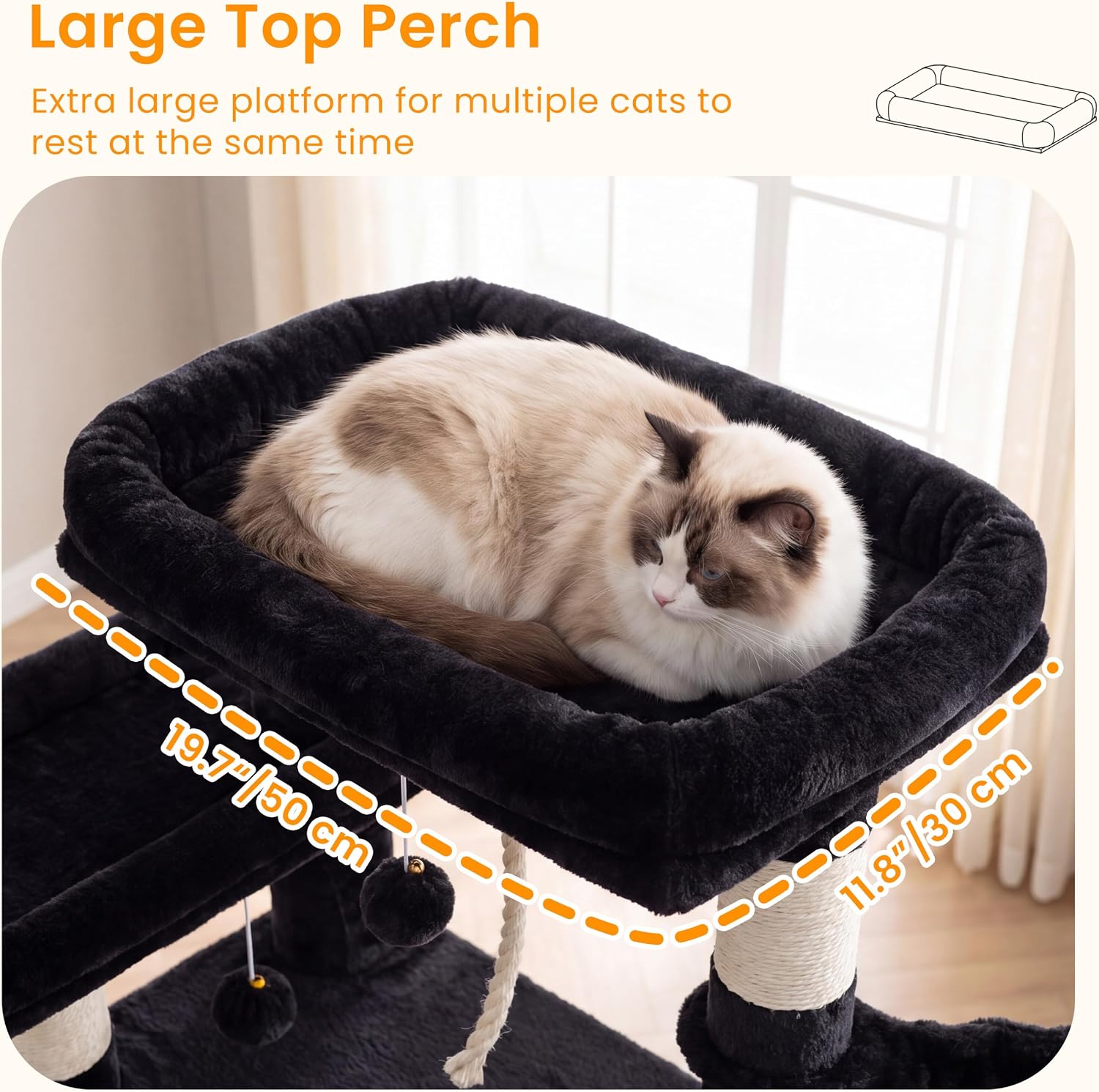 Detalle 2 de Heybly HCT033G 78.7-Inch Cat Tree with 5 Levels and Plush Perches