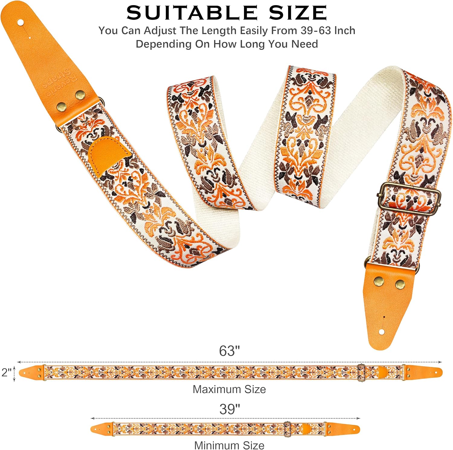 Thumbnail 6 de Guitar Strap, 63-Inch Adjustable Jacquard
