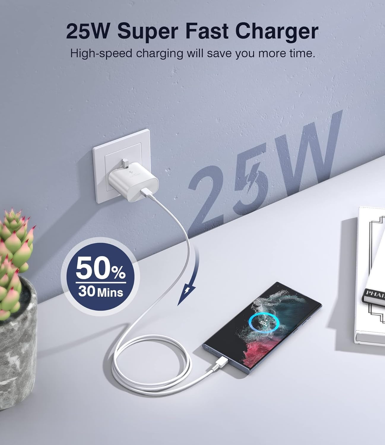 Thumbnail 3 de Samsung 25W Fast Charger Plug & 3m USB‑C Cable (2‑Pack) for Galaxy S and A Series