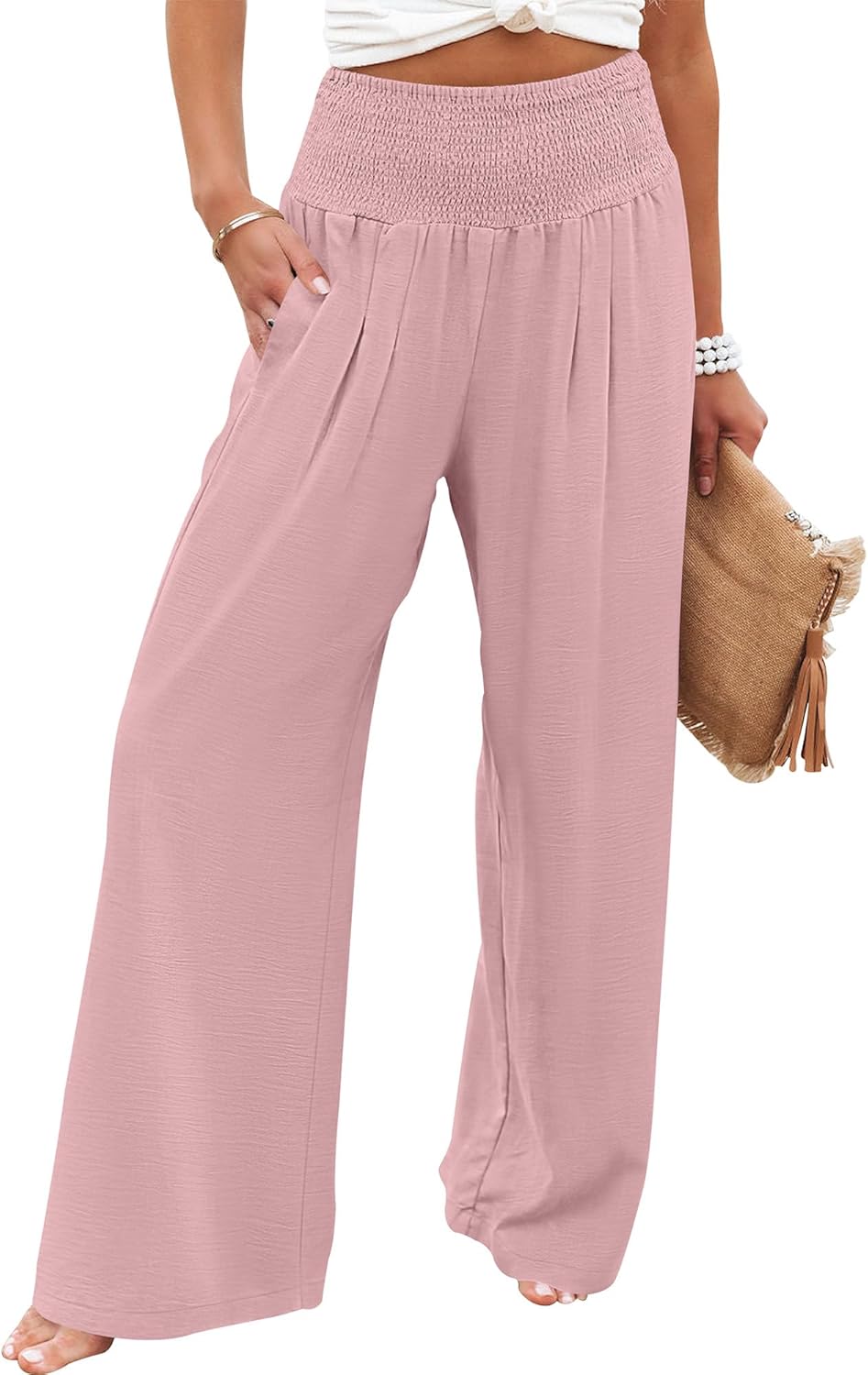 Thumbnail 6 de ANRABESS Women Palazzo Pants: Flowing Wide-Leg High-Waist Lounge Trousers with Pockets