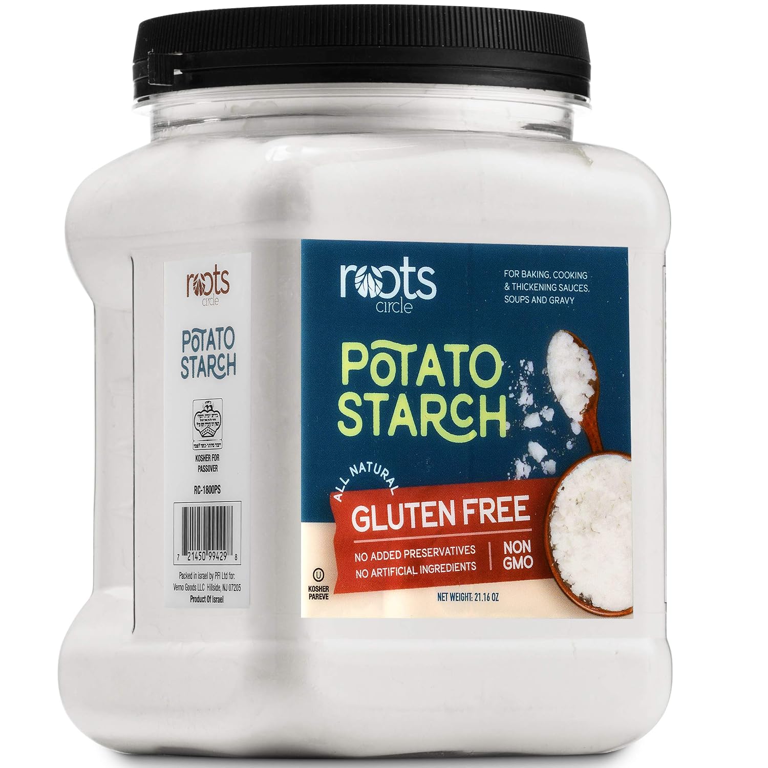 Detalle de Roots Circle Gluten-Free Potato Starch, 21 oz Jar for Sauces and Baking