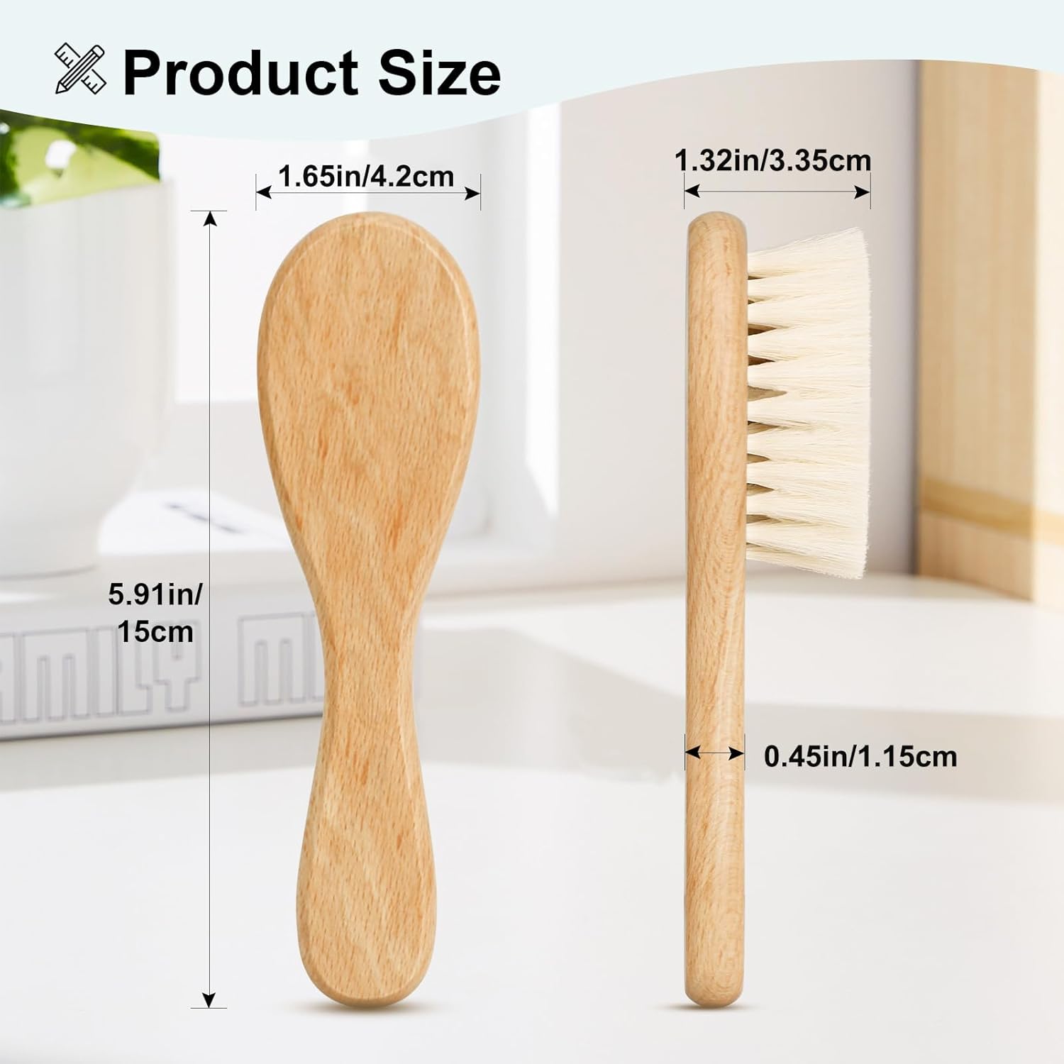 Thumbnail 2 de Molylove 3PCS Baby Hair Brush Set for Newborns & Toddlers with Wooden Handle and Comb