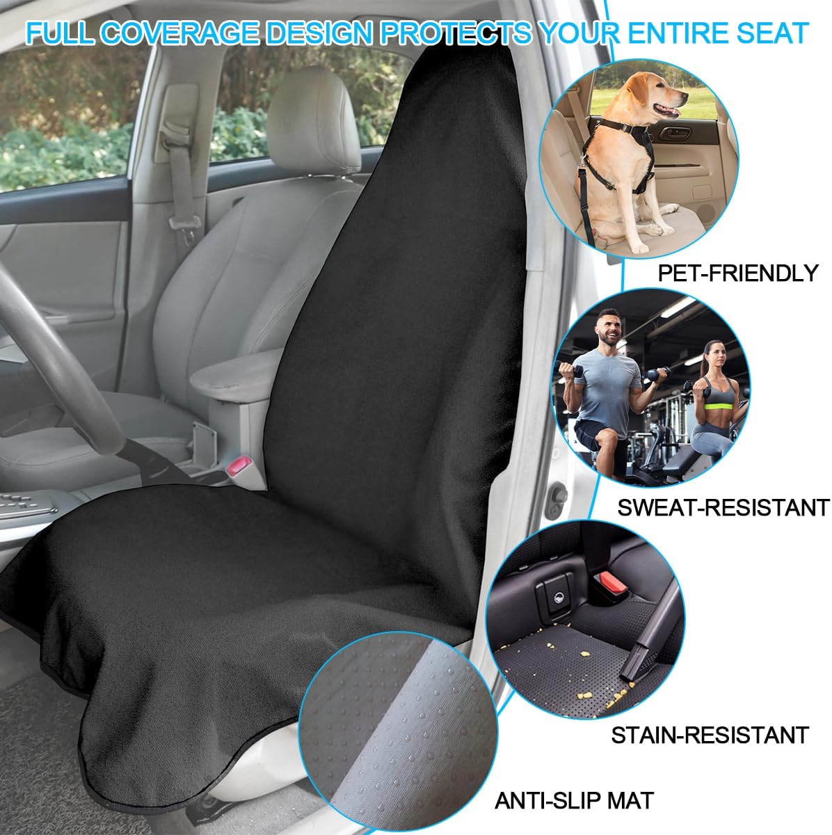 Thumbnail 2 de Mandark 2-Piece Green Terry Cloth Front Seat Covers, Waterproof and Washable