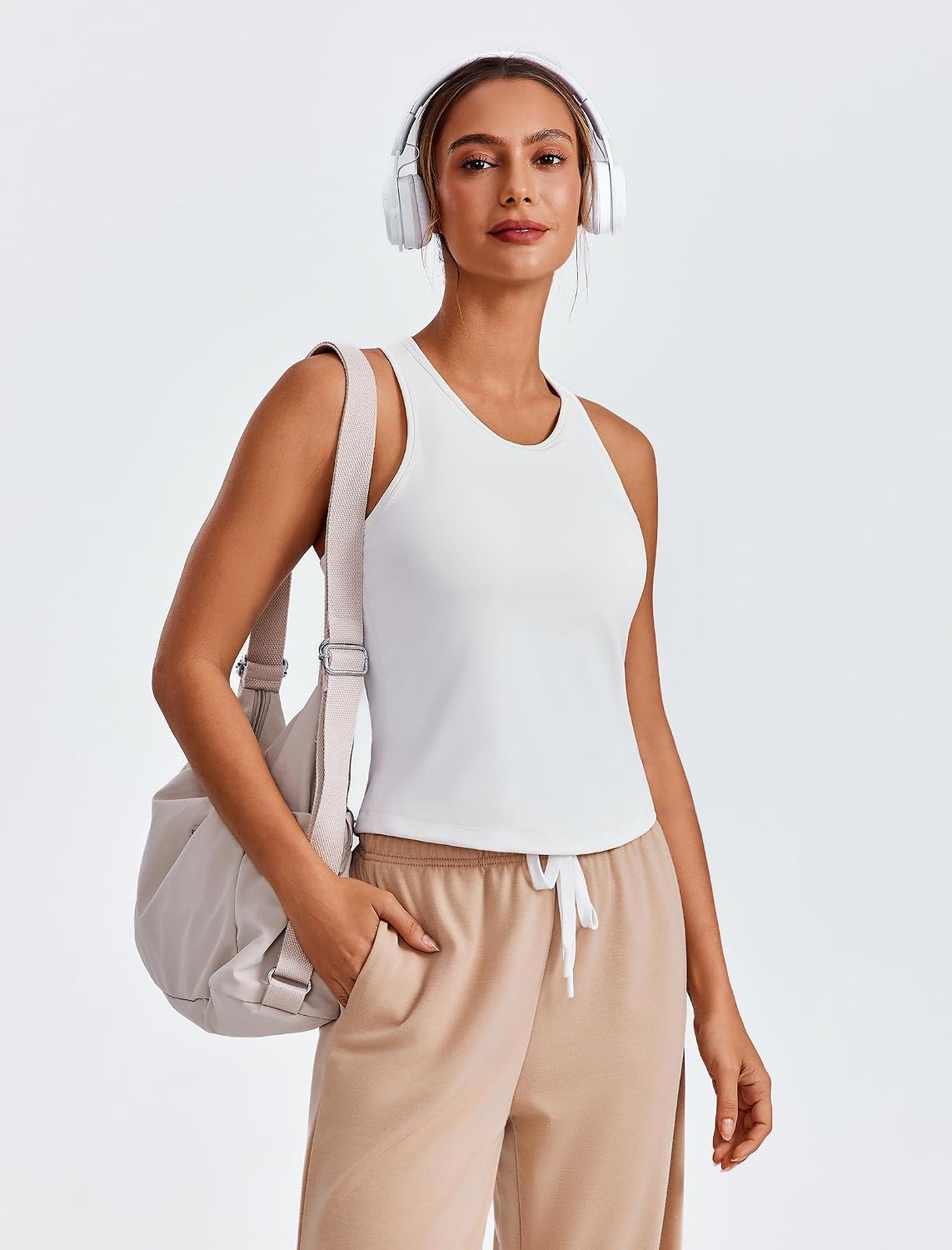 Thumbnail 4 de PINSPARK Workout Tops for Women: Racerback Tank with Built-In Bra