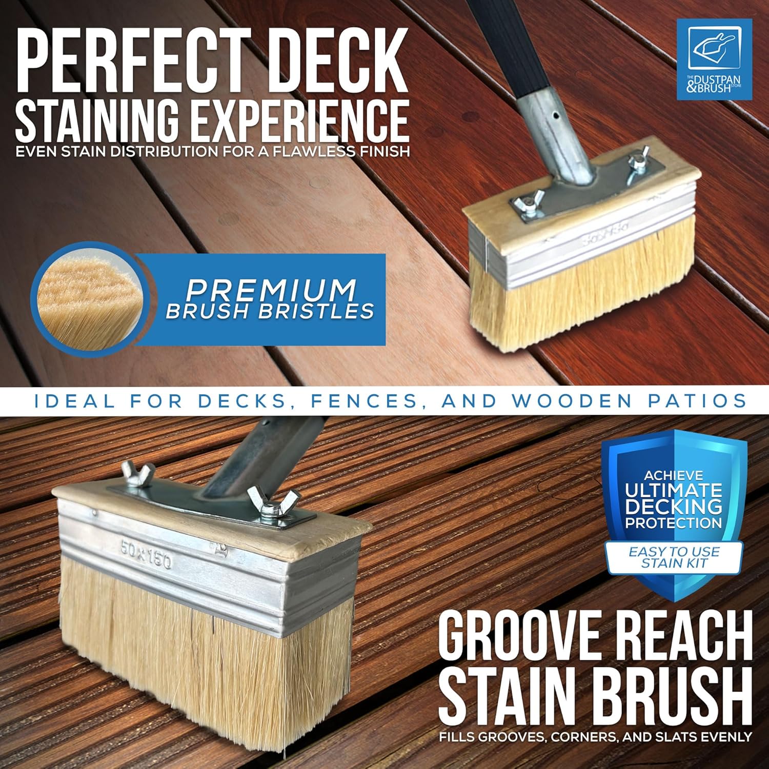 Detalle 2 de Decking Stain Brush Kit with Metal Handle (7" kit) + Extra Brush Head + 3" Paint Brush