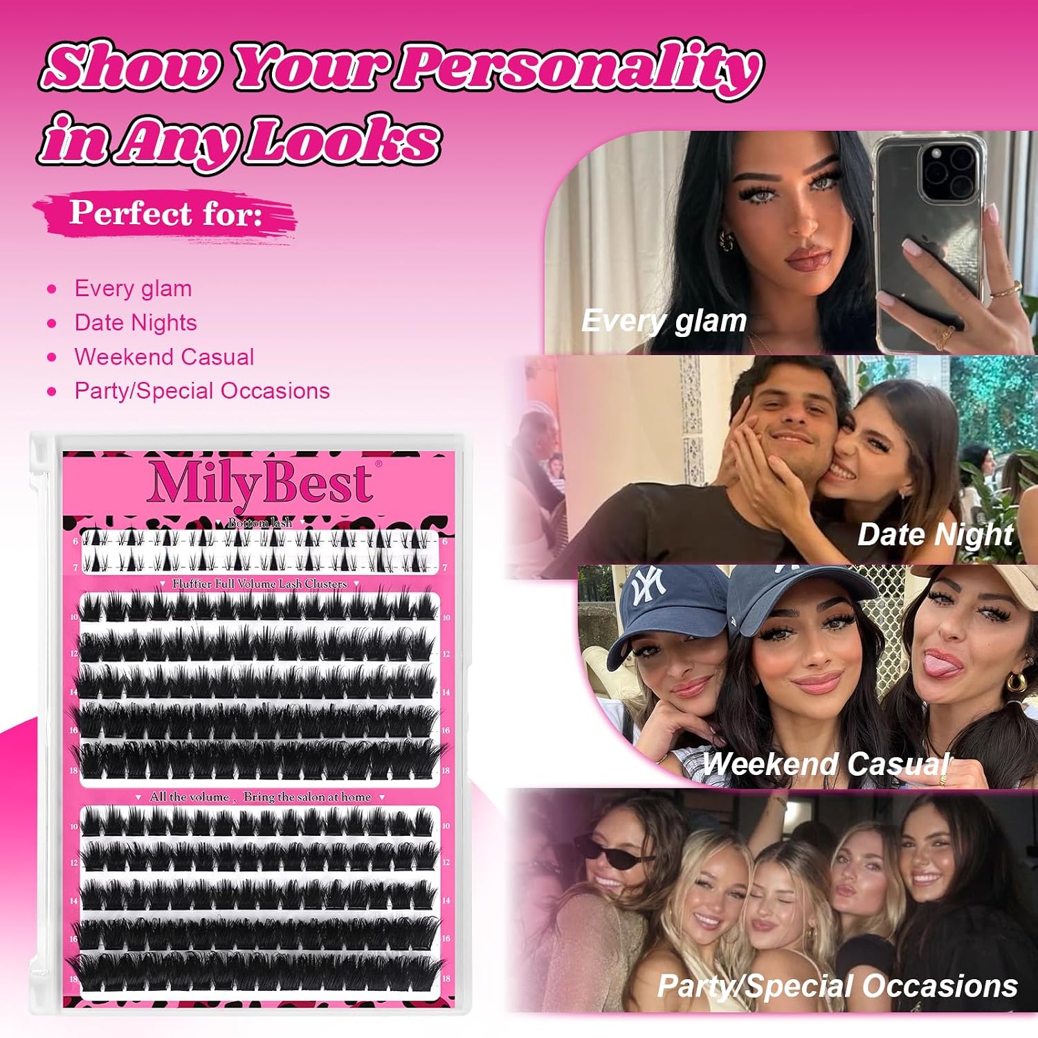 Detalle de MilyBest lash clusters 10–18mm