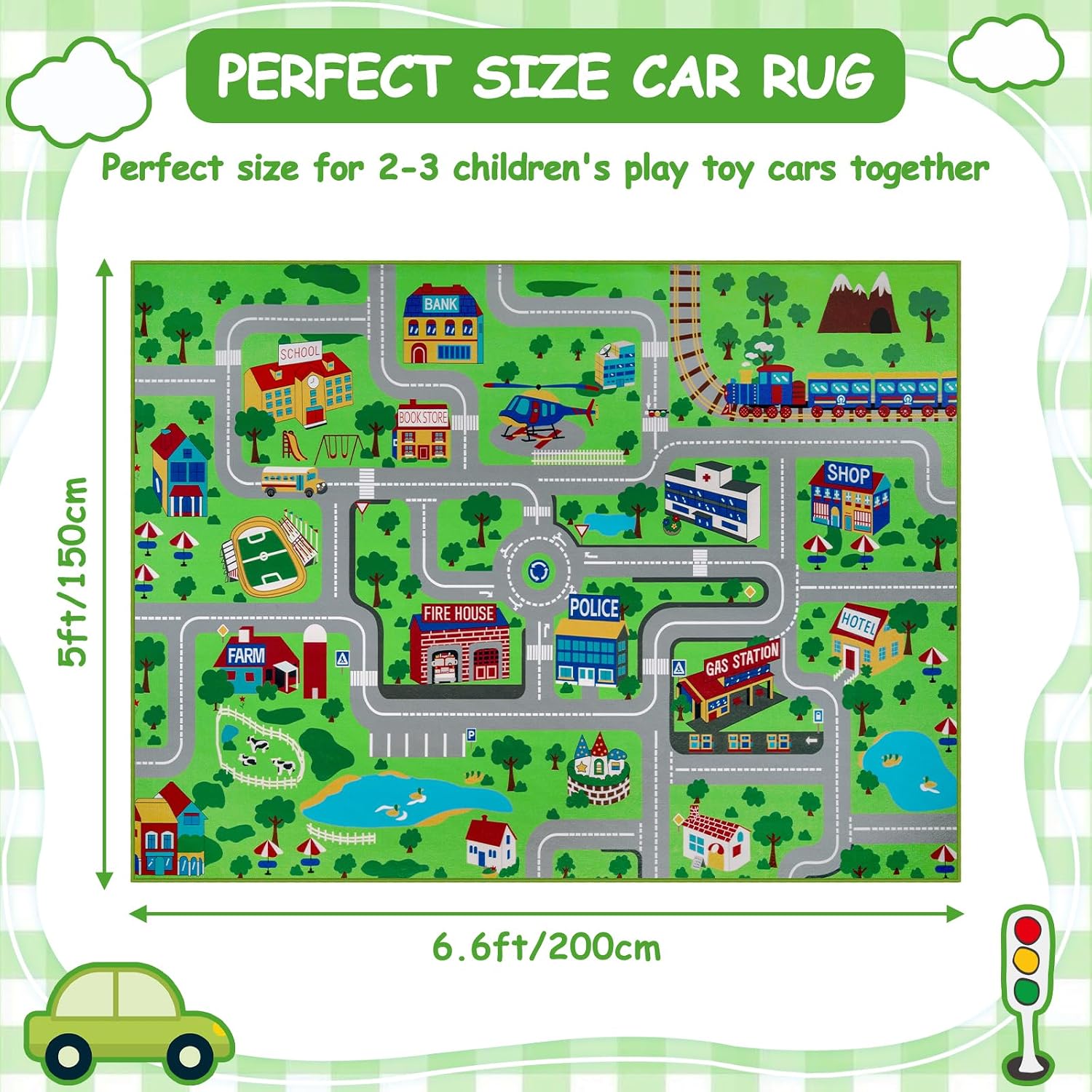 Thumbnail 1 de Capslpad Kids Carpet Playmat Rug 150x200cm: Large, Non-Slip City Map Play Grade for Baby to Toddler