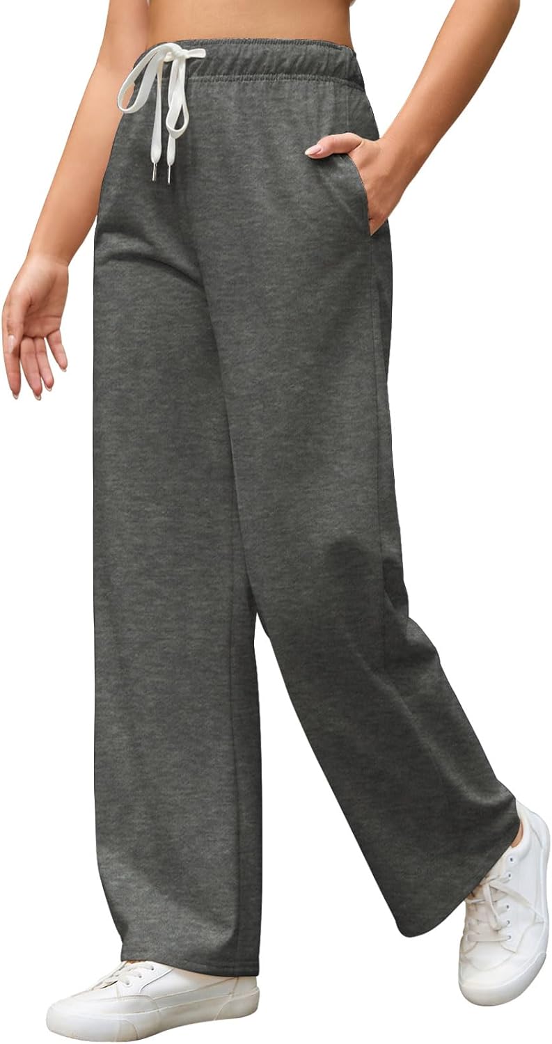 Detalle de Vorvowry Women Tracksuit Bottoms: High Waist Wide Leg Joggers with Pockets