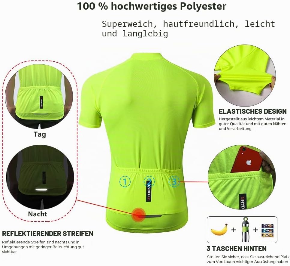 Detalle 2 de MEETWEE Herren Radtrikot – atmungsaktives Cycling Jersey Kurzarm/Langarm, Feuchtigkeitsmanagement & Anti-Rutsch-Saum