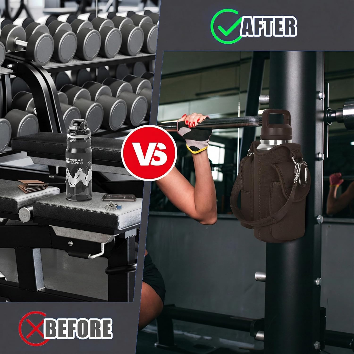 Detalle 2 de icolor Gym Borsa Magnetica: Borsa Fitness con Portabottiglia e Scomparti per Cellulare
