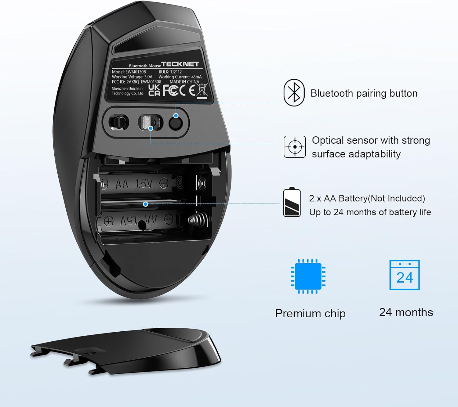 Thumbnail 5 de TECKNET Classic Bluetooth Mouse — 4800 DPI Wireless, Ergonomic and Long-Lasting
