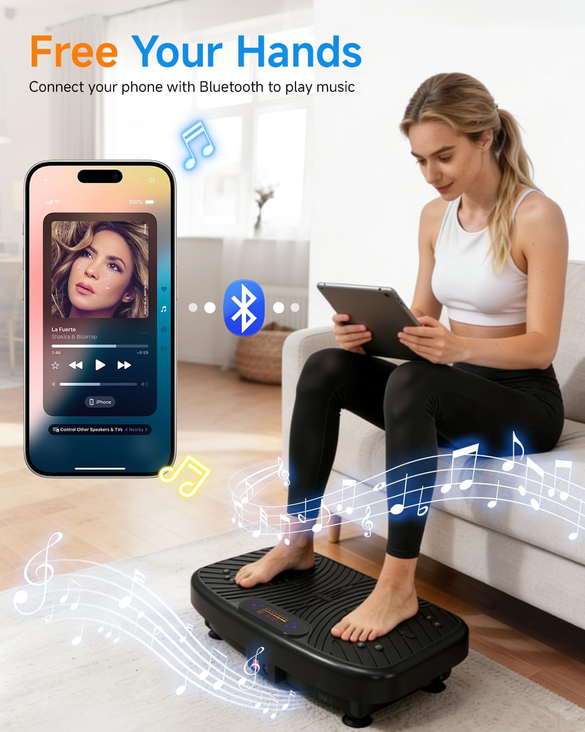 Detalle 2 de WATEYA Vibration Plate Exercise Machine – Whole Body Vibration Platform (Matte Black)