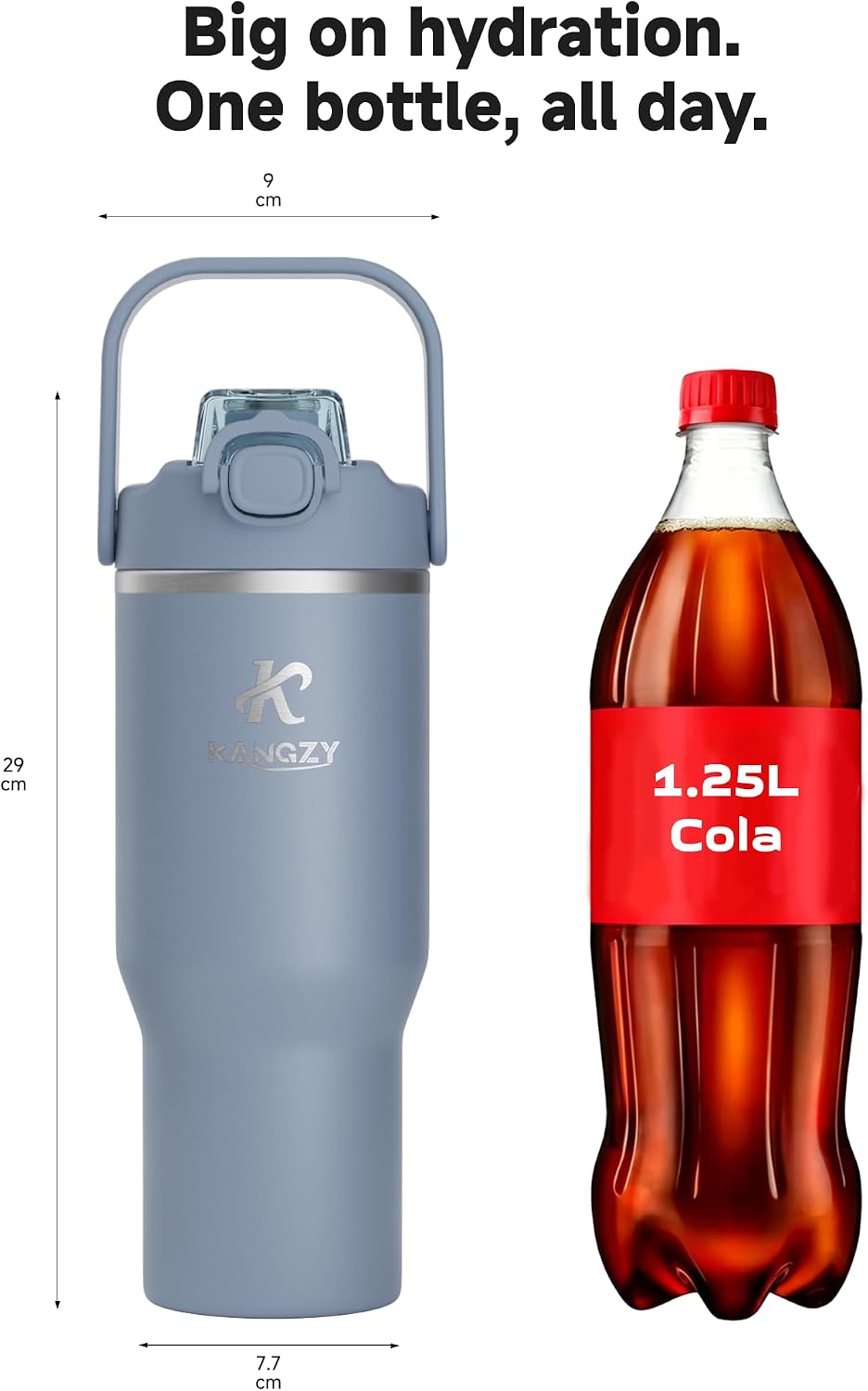 Detalle 2 de KANGZY 1L/32oz Metal Water Bottle with Straw and Spout Lid – Vacuum Insulated Stainless Steel Flask
