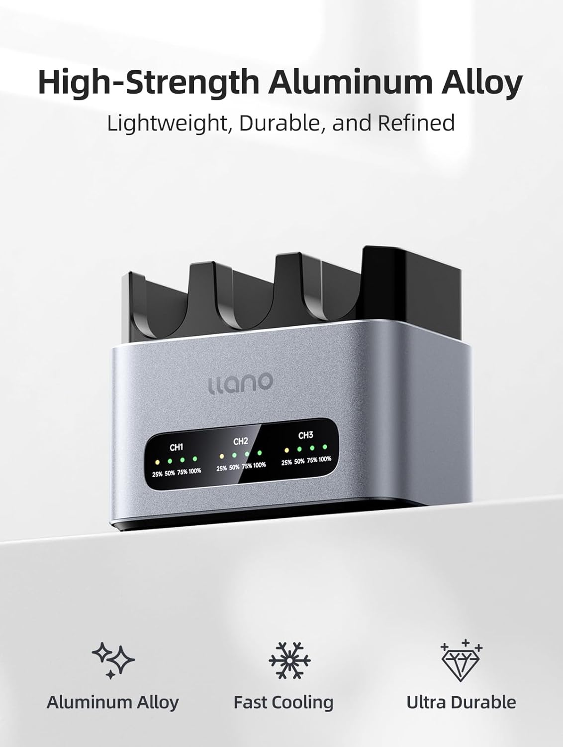 Thumbnail 4 de llano 30W NP-FW50 Three-Slot Charger for Sony NP-FW50 Batteries