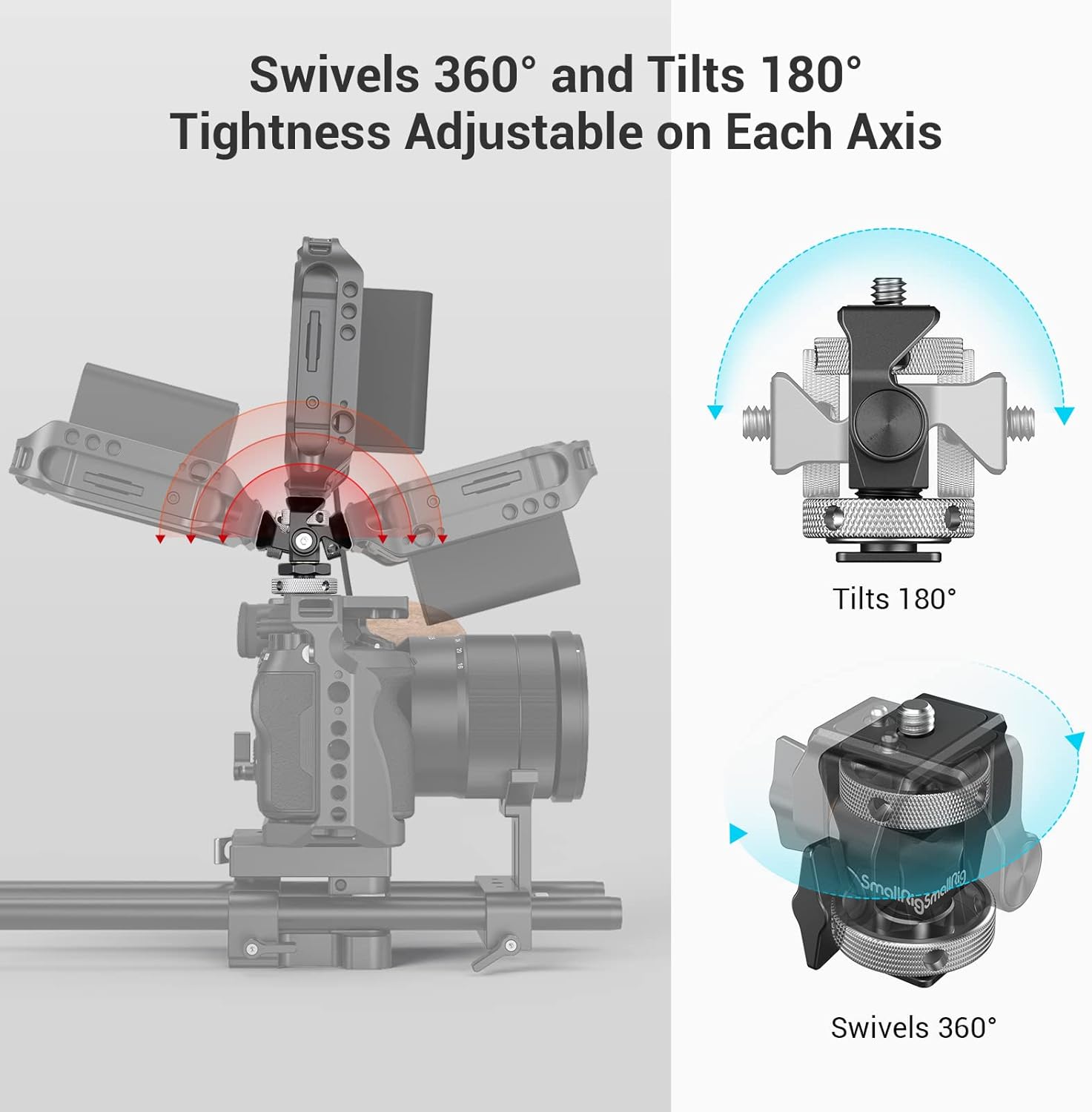 Detalle de (LIVELLO) SMALLRIG 2905B supporto per monitor con cold shoe, 360° e inclinazione fino a 180°
