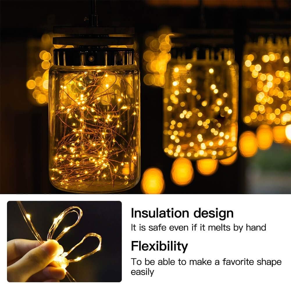 Detalle de EShing ES0020011 Fairy Lights, 100 Warm White LEDs on 33 ft Copper Wire