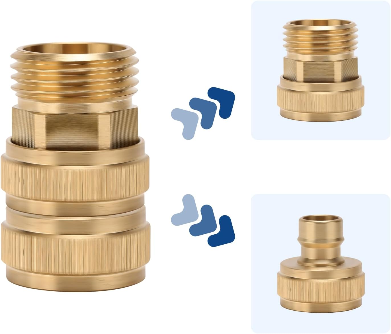 Detalle de MEASUREMAN MD047 Garden Hose Quick-Connect Kit, Solid Brass, 3/4-Inch GHT