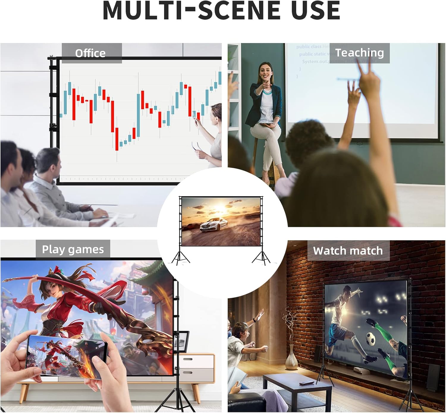 Thumbnail 6 de TOWOND Projector Screen 150-inch 16:9 Portable 🎥