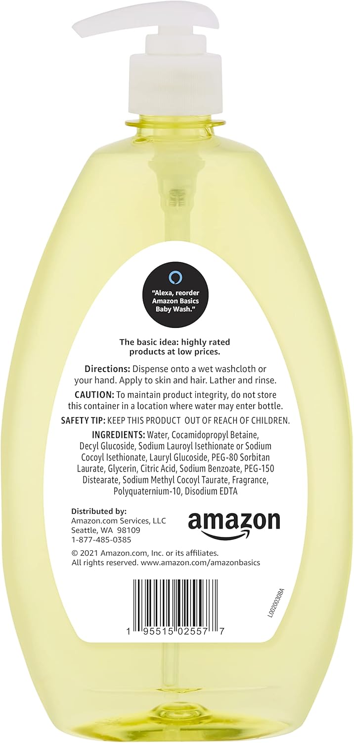 Detalle de Amazon Basics Tear-Free Baby Hair & Body Wash (4-Pack, 27.1 fl oz each)