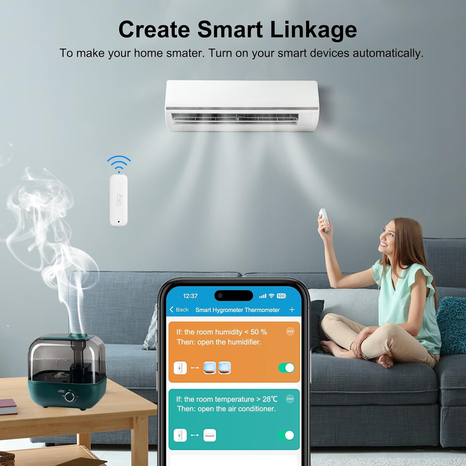 Detalle 2 de Termometro igrometro Wi‑Fi smart per temperatura e umidità 📟