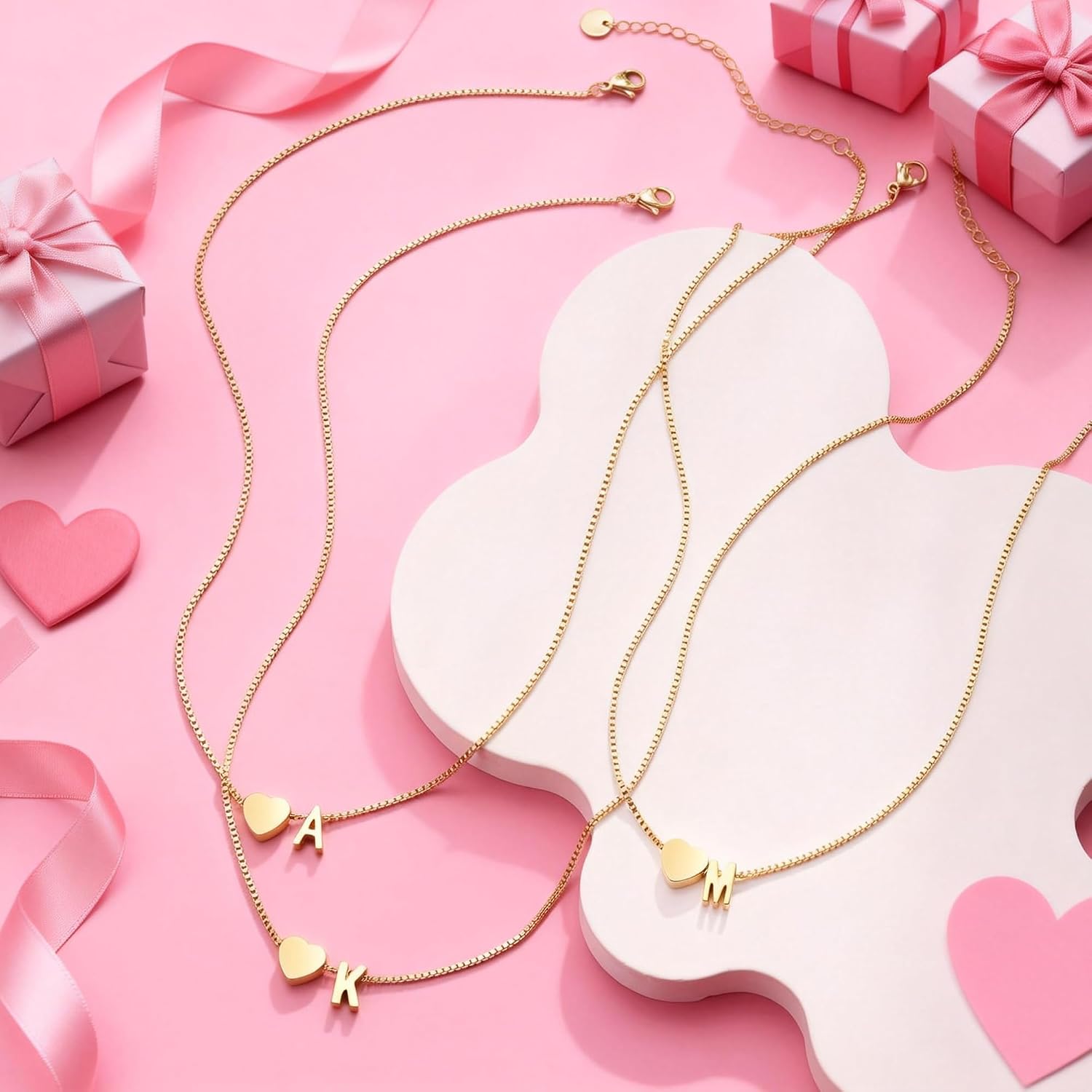 Thumbnail 4 de Eaciy Heart Initial Necklace 16" 💖