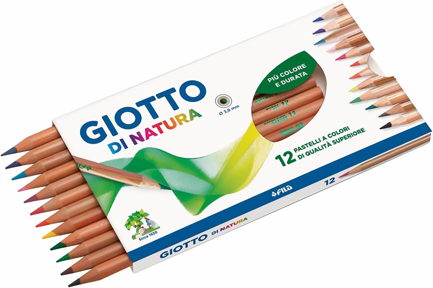 Detalle de GIOTTO Di Natura Astuccio da 24 Matite a Pastello Colorate – 3.8 mm, Colori Intensi