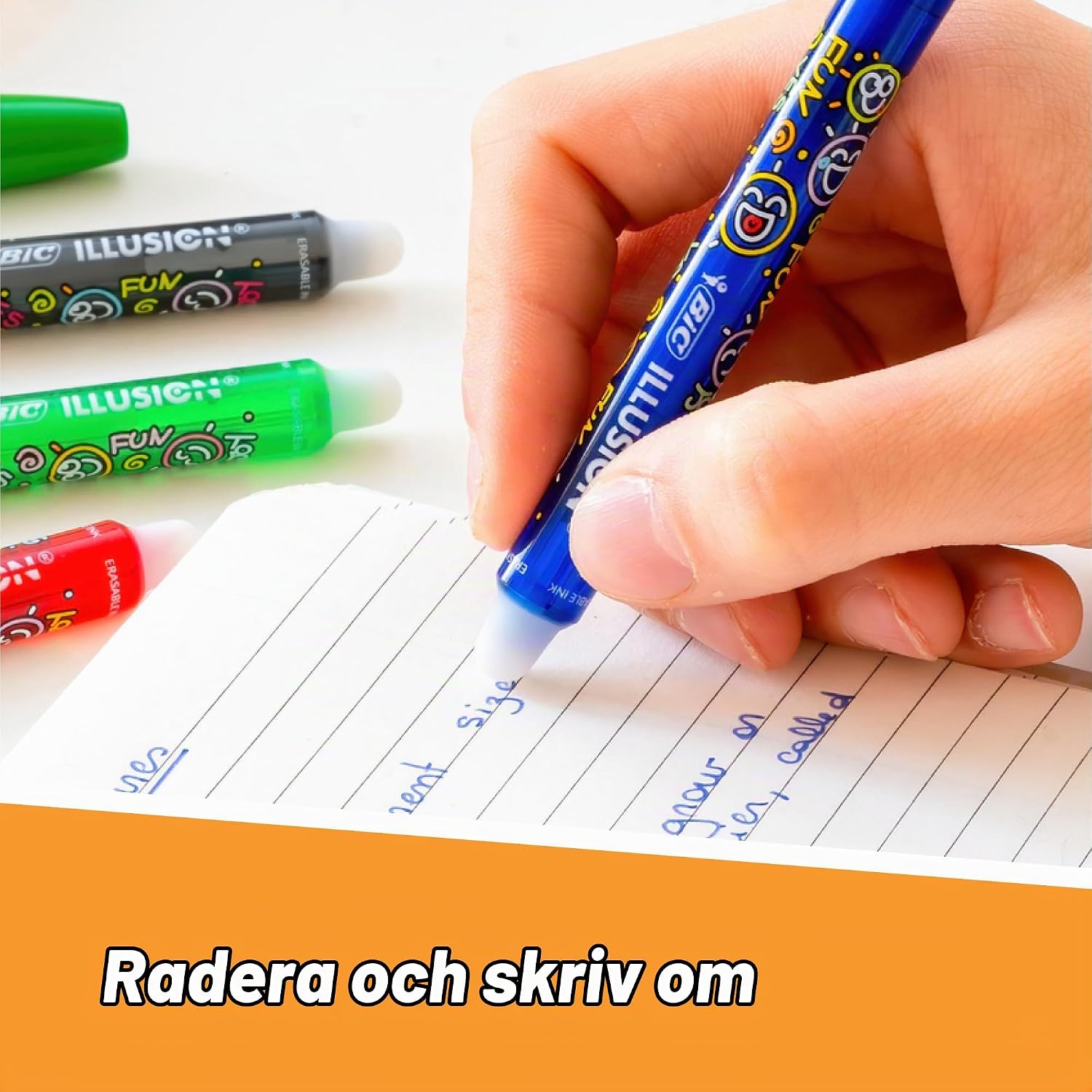 Detalle de BIC Illusion 516518 kulspetspennor, raderbara och påfyllningsbara, blått bläck