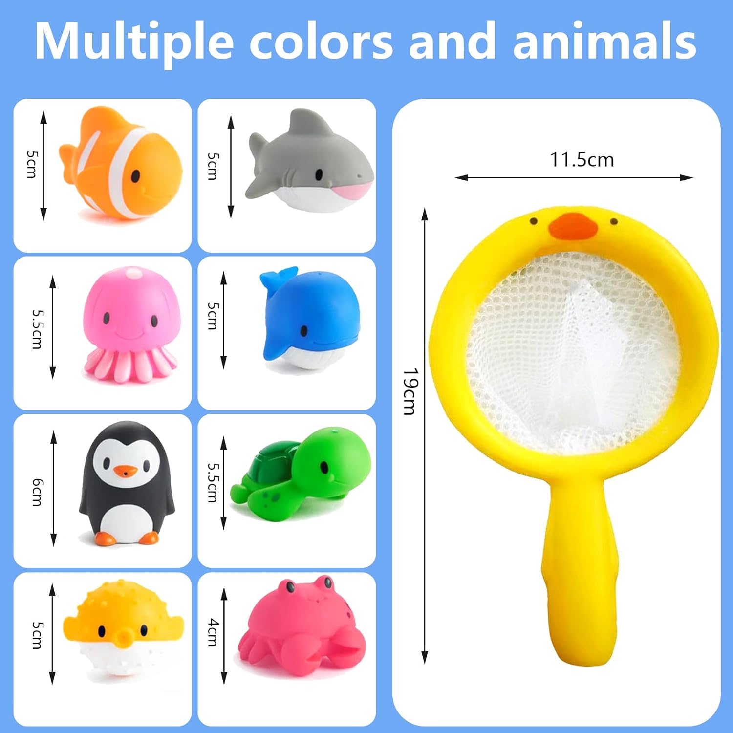 Detalle de Guopai Bath Toys for Toddlers – 9-Piece Set with Net, Floating and Squirting Fun