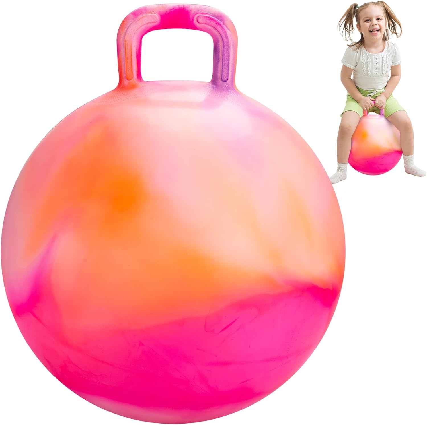 INPODAK 18-Inch Hopper Ball With Handle (Kids Bouncy Jumping Toy, Ages 3–6) — Includes Pump & Gift Box