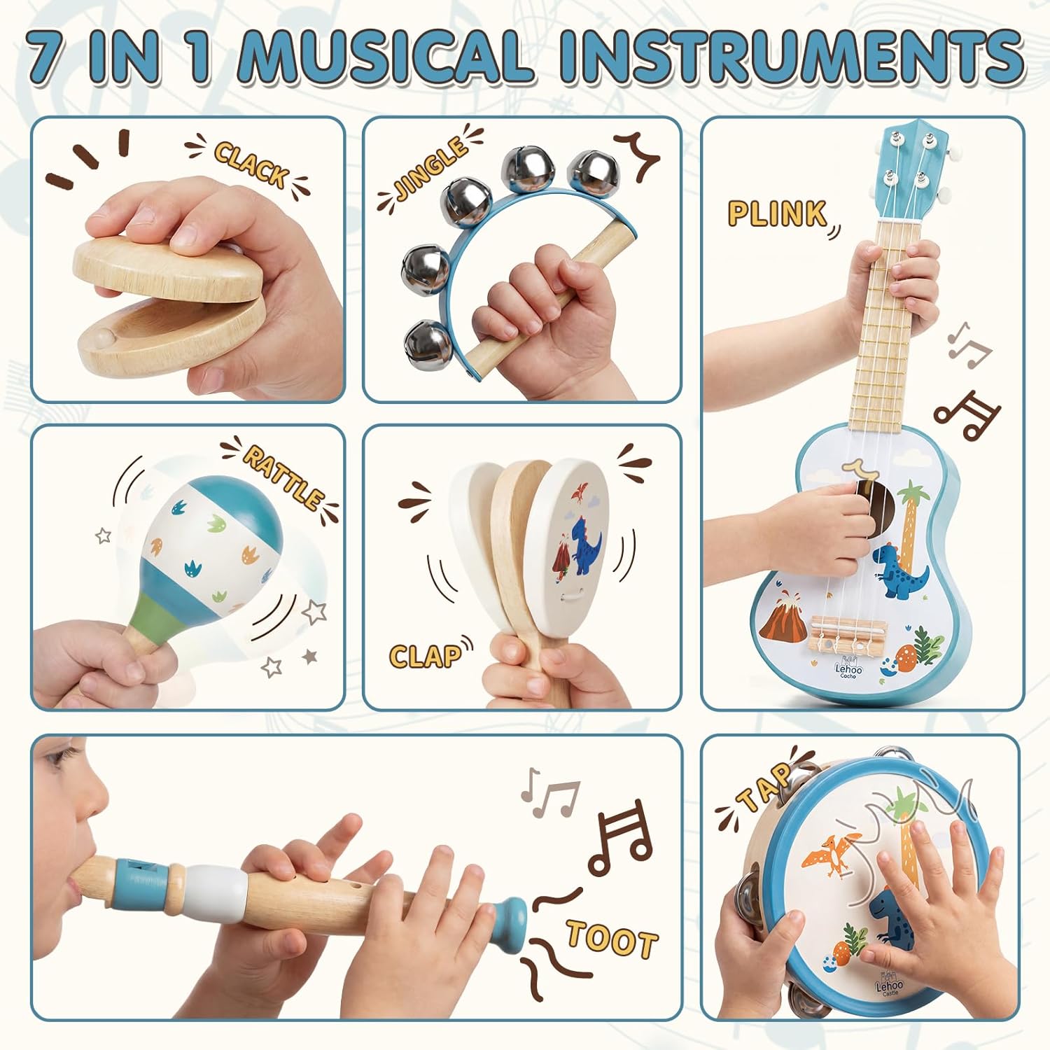 Thumbnail 1 de Lehoo Castle Dinosaur Kids Guitar Set – Montessori Educational Toys for 2–4 Year Olds