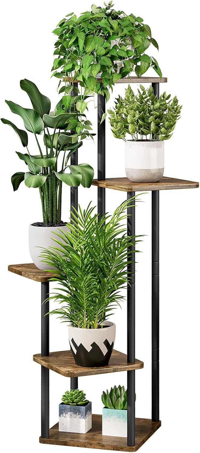 Detalle de AZERPIAN AZH725 5-Tier Plant Stand with Metal Frame and MDF Shelves