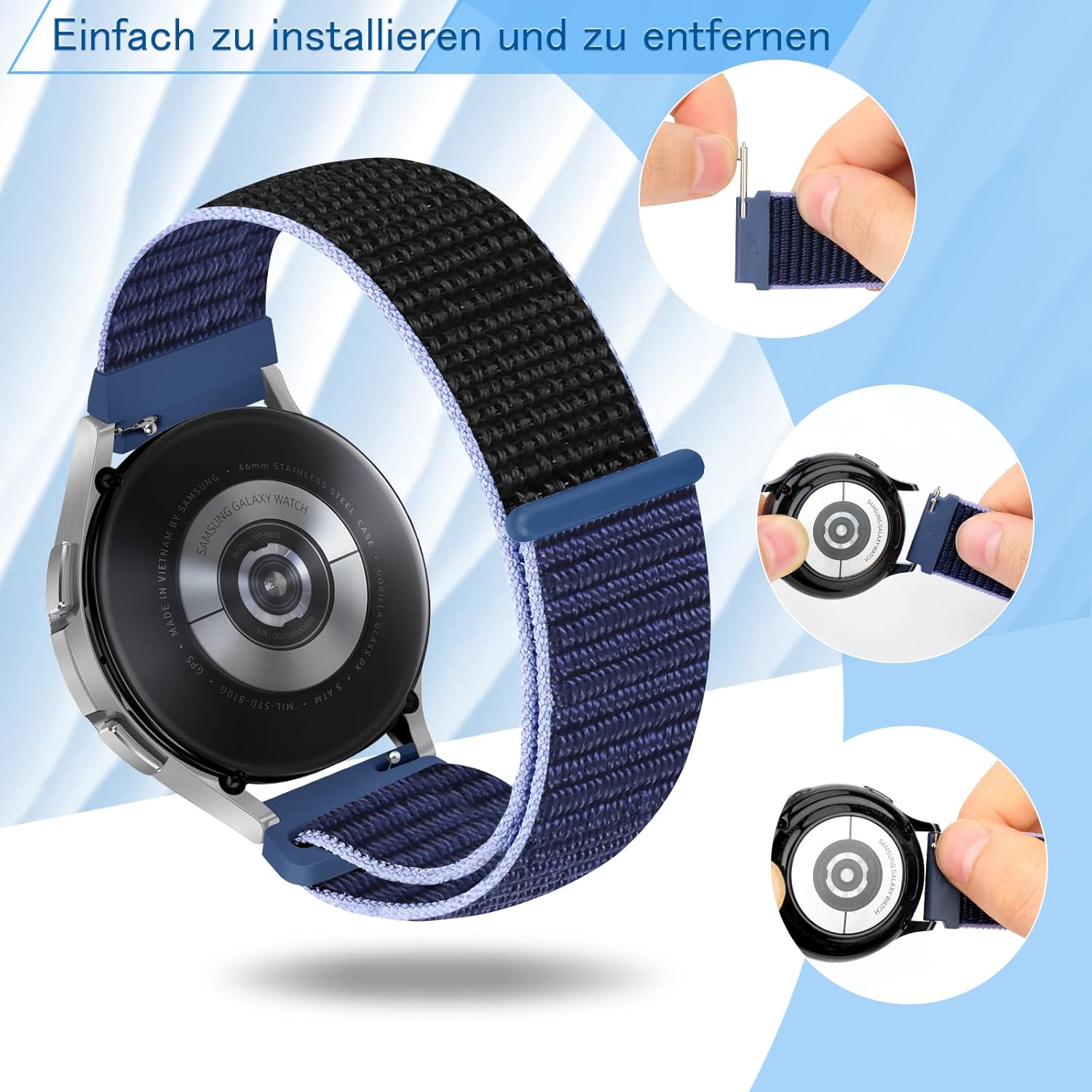 Thumbnail 3 de YCHDDER 24 mm Nylon-Armband mit Klettverschluss für viele Uhren mit 24-mm-Bandanstoß
