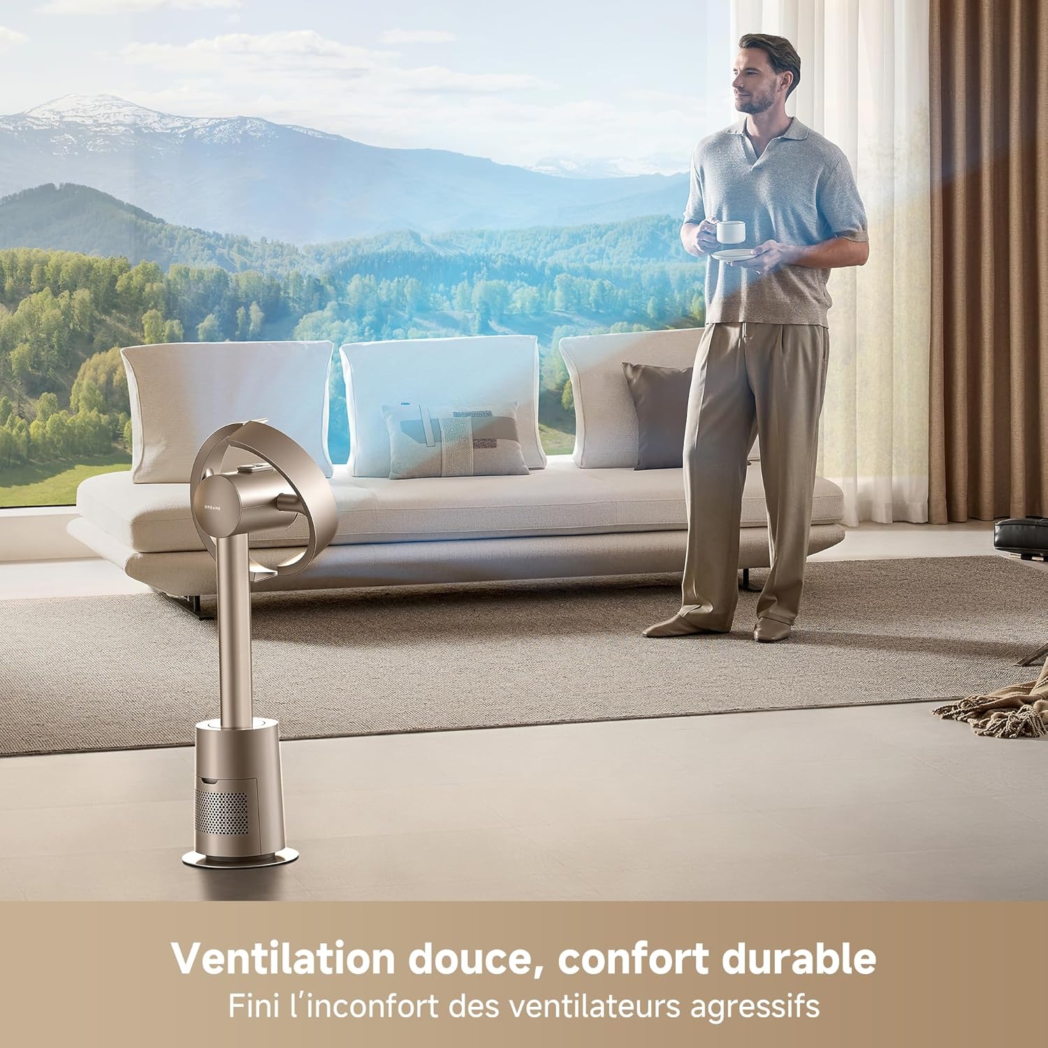 Detalle de dreame MF10 : Ventilateur sans pales avec diffusion d’air à 270° et filtration lavable