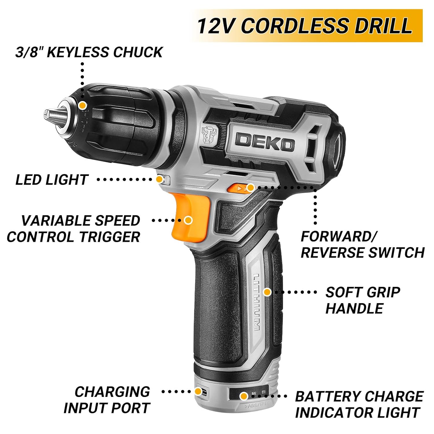 Thumbnail 3 de DEKO DKMT238DU gereedschapsset met 12 V accuboormachine, 238 delen