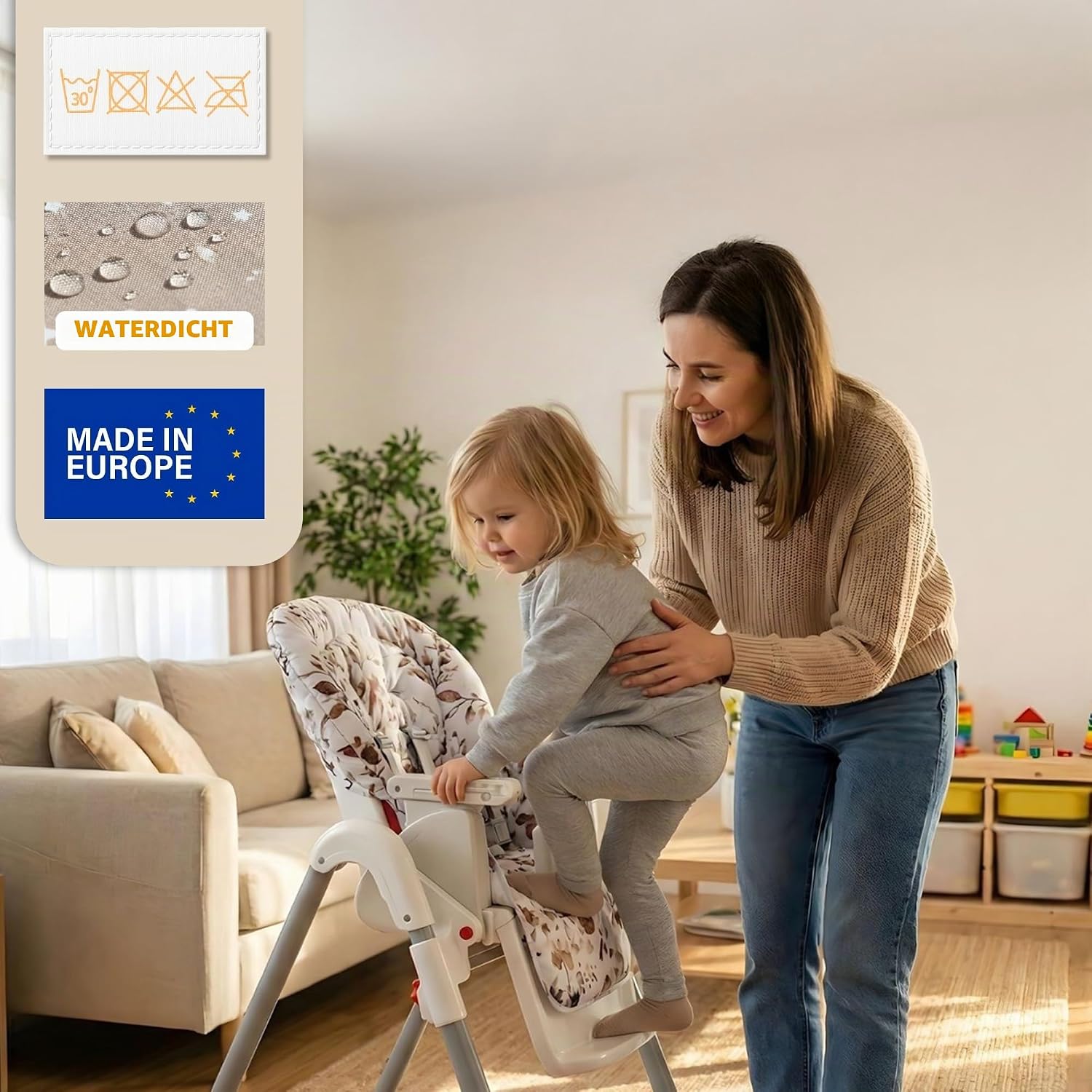 Detalle 1 de Totsy Baby kinderstoelzitkussen met dikke vulling, waterafstotend en Bladeren