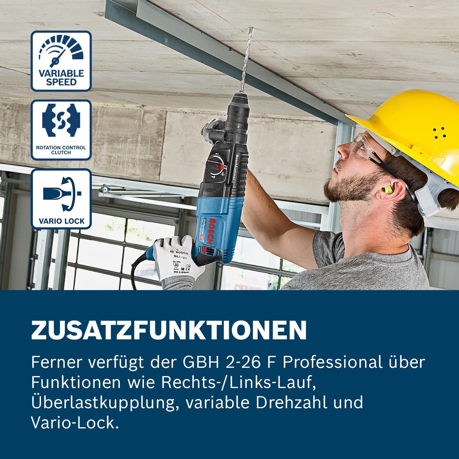 Thumbnail 4 de Bosch Professional Bohrhammer GBH 2-26 F (830 Watt, SDS-plus, im Handwerkoffer) – vielseitig für täglich auf der Baustelle