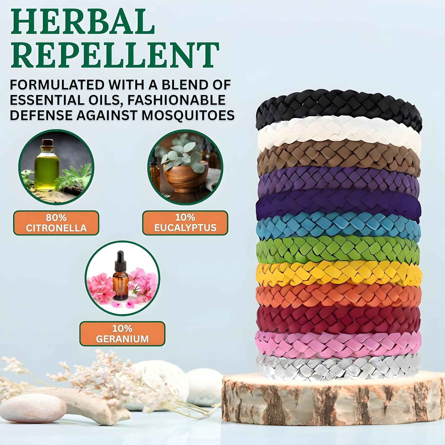 Thumbnail 5 de Mosquito Repellent Bracelet 12 Pcs – Adjustable Leather Band, Deet Free, 350 Hours of Protection