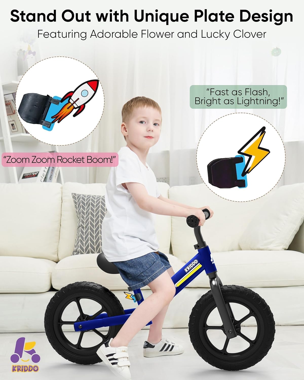 Thumbnail 2 de KRIDDO Toddler Balance Bike for 2–5 Years: Adjustable, All-Terrain Fun with Custom Plates