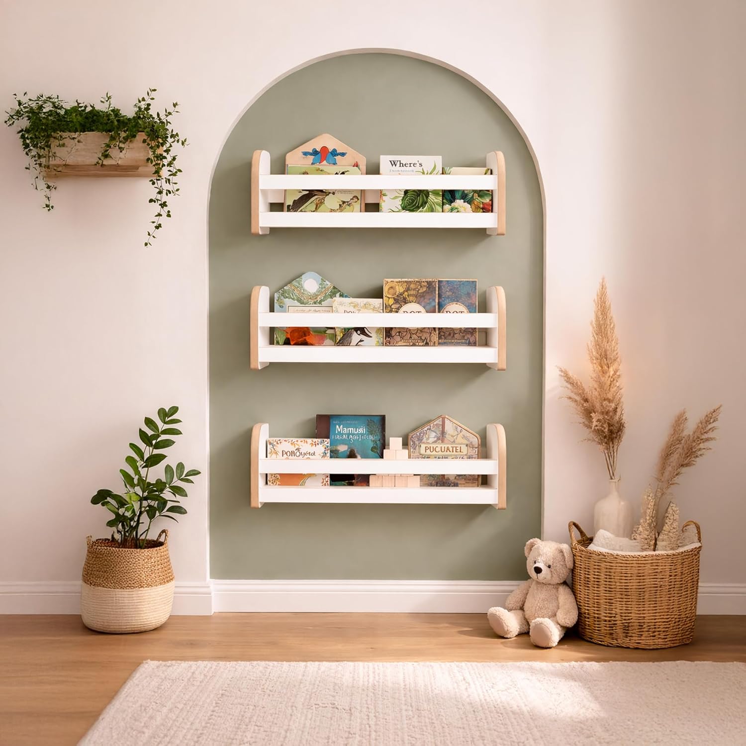 Thumbnail 1 de MAMOI Set di 3 mensole per bambini in legno: libreria Montessori da parete