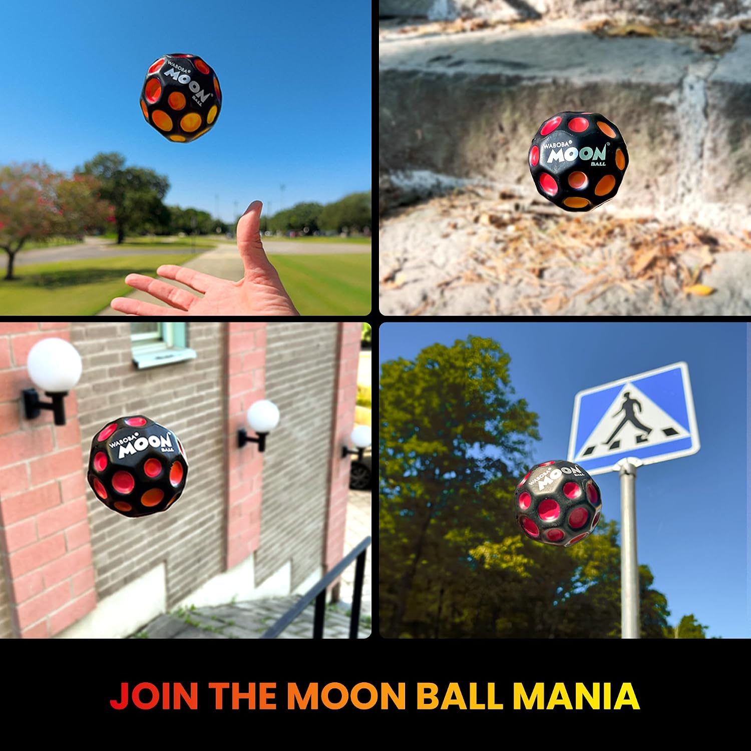 Detalle de Waboba UV Moon Ball – Hyper-Bounce con colore reattivo ai raggi UV, effetto “pop” e rimbalzi fino a 30 metri