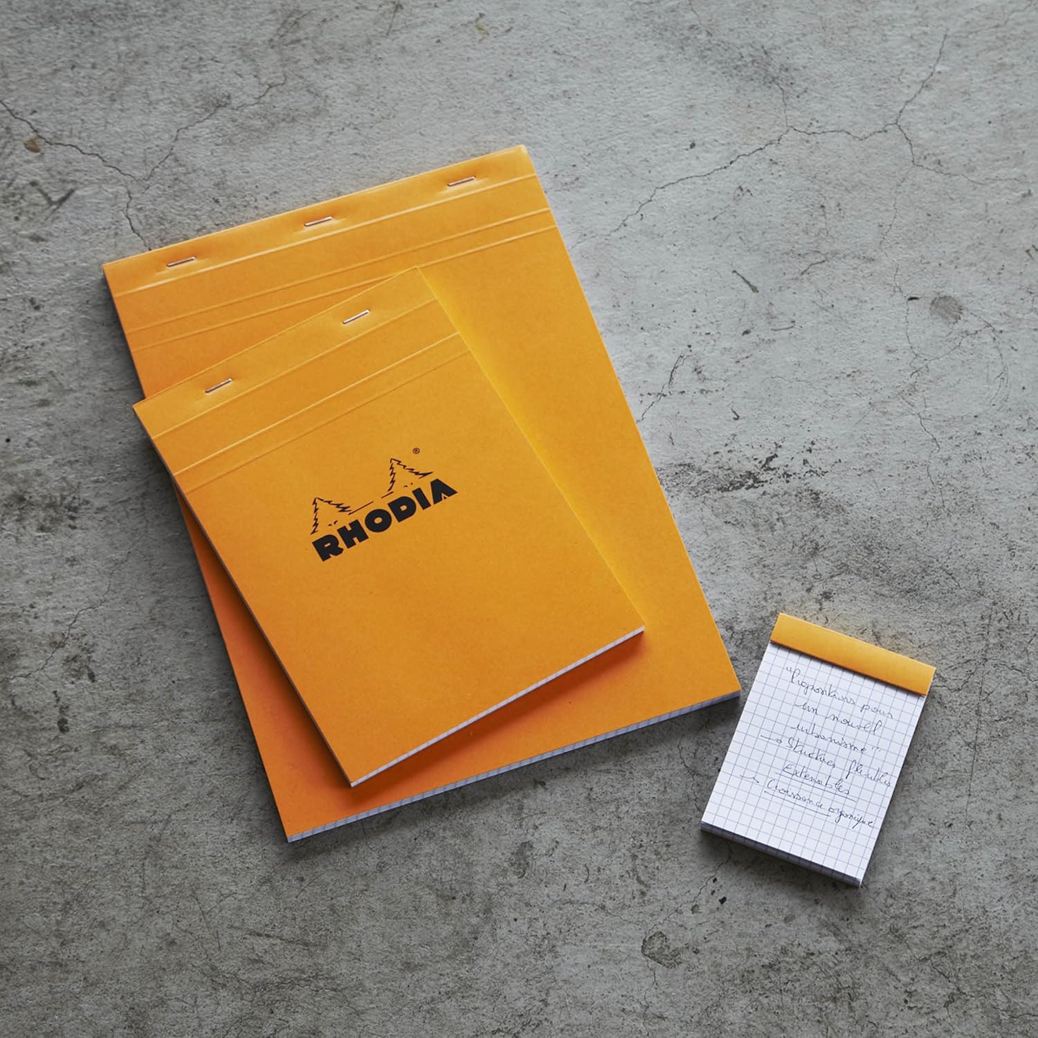 Detalle de RHODIA 16800Amzc Lot de 4 Bloc-Notes Agrafés Orange – 2 formats, papier Clairfontaine 80 g/m²