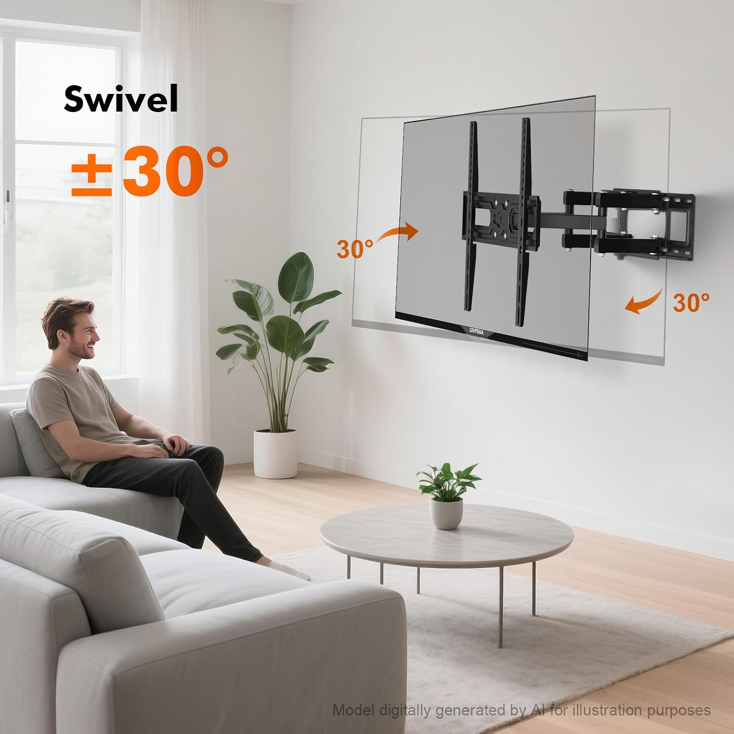 Thumbnail 4 de GRIFEMA GB1006-4 Full Motion TV Wall Mount, Dual Arms, 110 lb Capacity