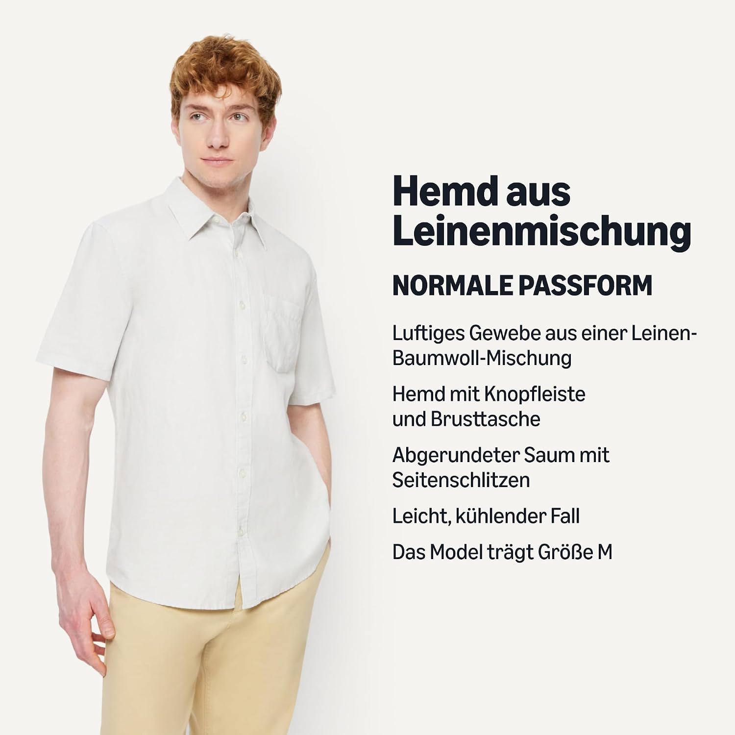 Detalle de Amazon Essentials Herren Kurzärmliges Regular-Fit-Leinenhemd
