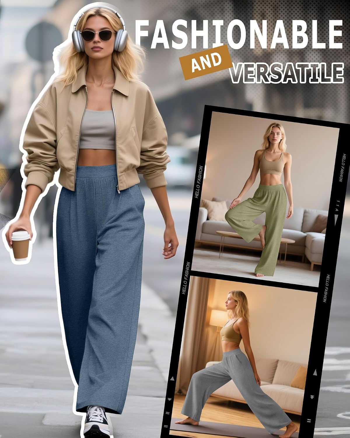 Detalle 2 de Huukeay 3 Pack Women's Lounge Pants 3-Pack