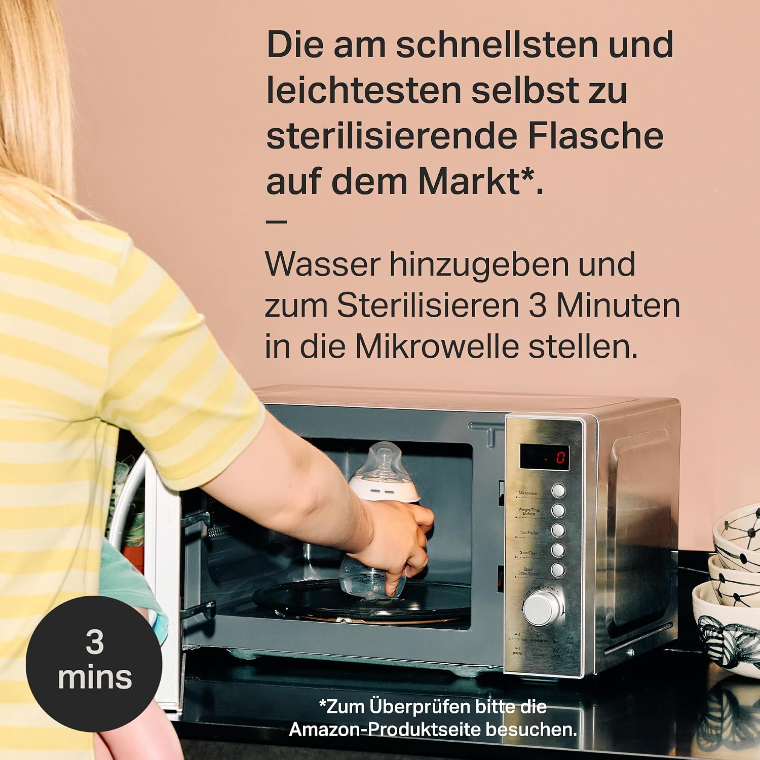 Thumbnail 6 de Tommee Tippee Natural Start Anti-Kolik-Glasflasche (250 ml) mit brustähnlicher Sauger, selbst sterilisierbar